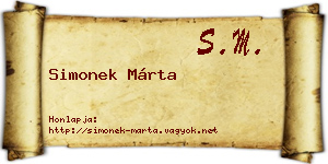 Simonek Márta névjegykártya
