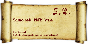 Simonek Márta névjegykártya